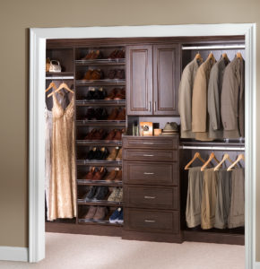 inside shot of closet shelving and organization